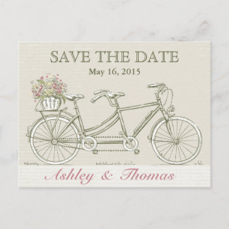 日付を保存するヴィンテージタンデム自転車 案内ポストカード