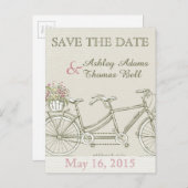 日付を保存するヴィンテージタンデム自転車 案内ポストカード (正面/裏面)