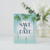 日付を保存するヴィンテージトロピカルパーム ポストカード (スタンド正面)