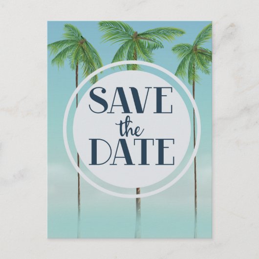 日付を保存するヴィンテージトロピカルパーム ポストカード (正面)