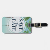 日付を保存するヴィンテージトロピカルパーム ラゲッジタグ (正面横)