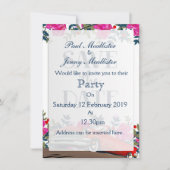 日付を保存するヴィンテージレッドカー 招待状 (正面)