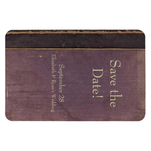 日付を保存するヴィンテージ紫の本磁石 マグネット (横)