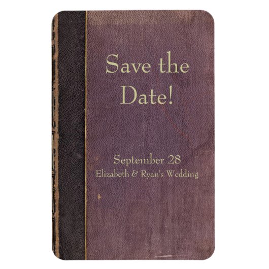 日付を保存するヴィンテージ紫の本磁石 マグネット (縦)