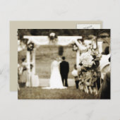 日付を保存するヴィンテージ結婚式 案内ポストカード (正面/裏面)