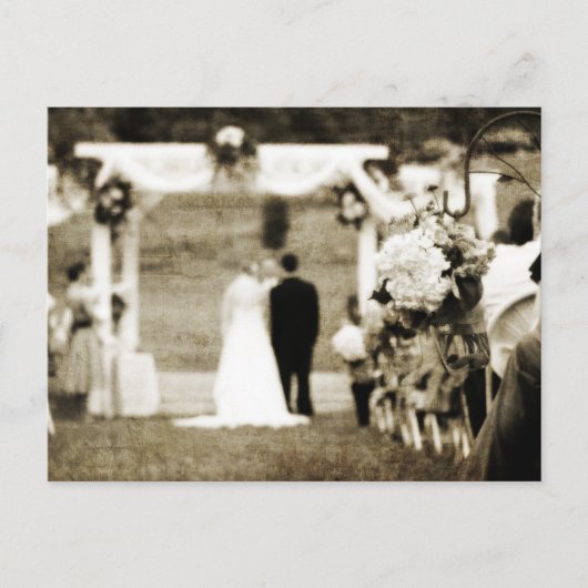 日付を保存するヴィンテージ結婚式 案内ポストカード (正面)
