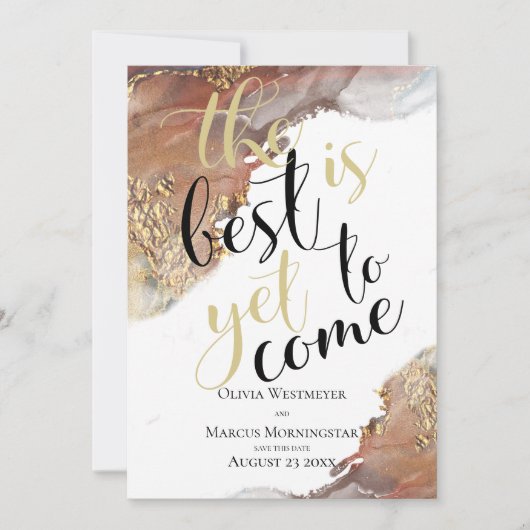 日付を保存する丸墨の金ゴールドとブロンズ 招待状 (正面)