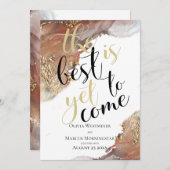 日付を保存する丸墨の金ゴールドとブロンズ 招待状 (正面/裏面)