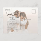 日付を保存する写真エレガントな結婚式 案内ポストカード (裏面)