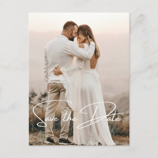 日付を保存する写真エレガントな結婚式 案内ポストカード (正面)