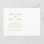 日付を保存する写真テンプレートブルーグリーン結婚ズ 案内ポストカード (裏面)