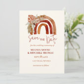 日付を保存する地球トーンboho rainbowフローラ 招待状 (スタンド正面)