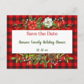 日付を保存する家族クリスマスディールフランネル招待状 ポストカード (正面)