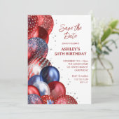 日付を保存する愛国的50誕生日 招待状 (スタンド正面)