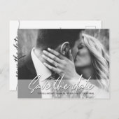 日付を保存する手書きスクリプトフォト婚約 ポストカード (正面/裏面)