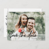 日付を保存する手書きスクリプト婚約写真 ポストカード (正面/裏面)