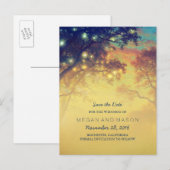 日付を保存する文字列ライトの木々素朴 案内ポストカード (正面/裏面)