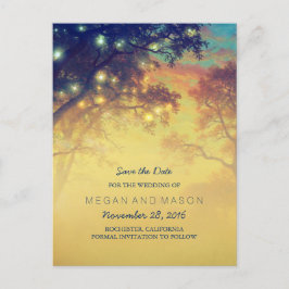 日付を保存する文字列ライトの木々素朴 案内ポストカード