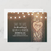 日付を保存する文字列ライトハート素朴な彫り 案内ポストカード (正面/裏面)