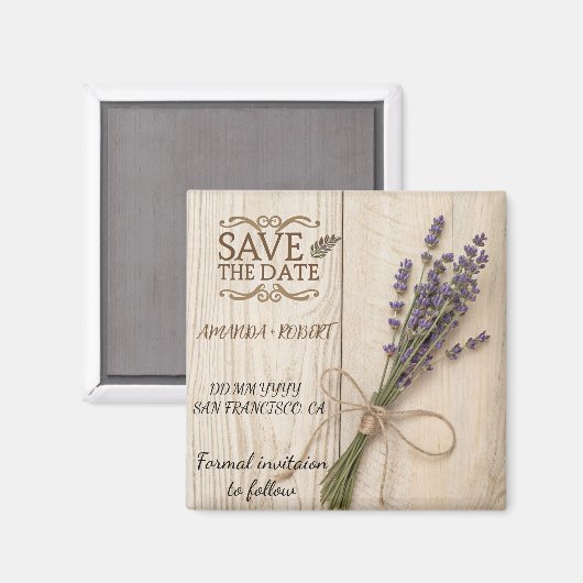 日付を保存する木製マグネット結婚式の引き出物 マグネット (正面/裏面)