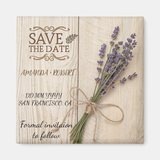 日付を保存する木製マグネット結婚式の引き出物 マグネット (正面)