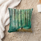 日付を保存する水の色の森林風景 クッション (ブランケット)