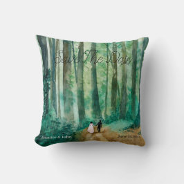 日付を保存する水の色の森林風景 クッション