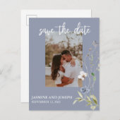 日付を保存する水の色ワイルドフラワーフォト 案内ポストカード (正面/裏面)