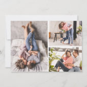 日付を保存する水色の多肉質4フォトカード 招待状 (裏面)