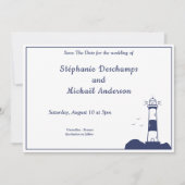 日付を保存する灯台の結婚式 招待状 (正面)