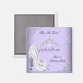 日付を保存する甘い16パープルハイヒールティアラ マグネット (正面/裏面)