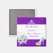 日付を保存する甘い16仮装パープル マグネット (正面/裏面)