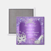 日付を保存する甘い16仮装パープル マグネット (正面/裏面)