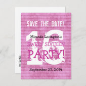 日付を保存する甘い16誕生日パーティーV01 案内ポストカード (正面/裏面)