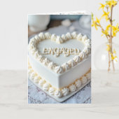 日付を保存する白いハート形のケーキ カード (黄色い花)