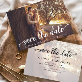 日付を保存する白い手書きハート写真 セーブザデート