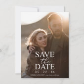 日付を保存する白い文字結婚の発表 招待状 (正面)