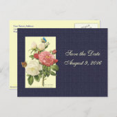 日付を保存する白い赤いバラのはがき 案内ポストカード (正面/裏面)