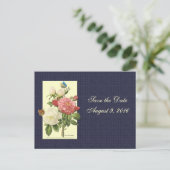 日付を保存する白い赤いバラのはがき 案内ポストカード (スタンド正面)