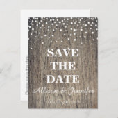 日付を保存する白と金ゴールドのグリッターフェイク箔 案内ポストカード (正面/裏面)