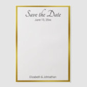 日付を保存する白と金ゴールドエレガントな結婚式 ベラム紙招待状 (正面)