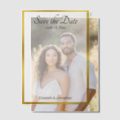 日付を保存する白と金ゴールドエレガントな結婚式 ベラム紙招待状 (オフセット (カップル))