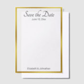 日付を保存する白と金ゴールドエレガントな結婚式 ベラム紙招待状 (オフセット)