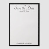 日付を保存する白と黒のエレガントな結婚式 ベラム紙招待状 (正面)