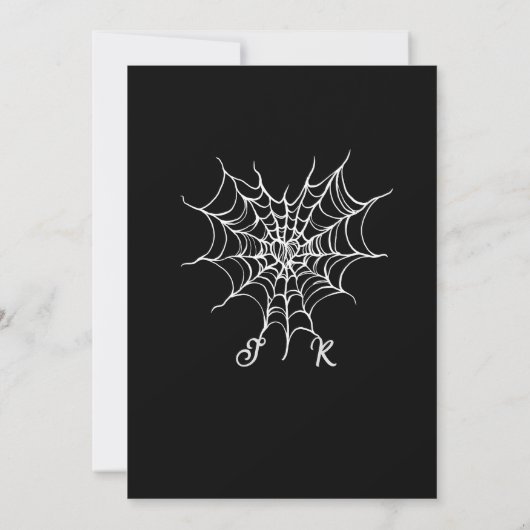 日付を保存する白黒ゴシックのハロウィーン セーブザデート (裏面)