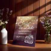 日付を保存する素朴Wood Mason Jar String Lights セーブザデート