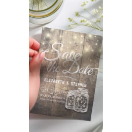 日付を保存する素朴Wood Mason Jar String Lights セーブザデート