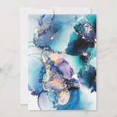 日付を保存する紫の青のインク招待状 招待状 (裏面)