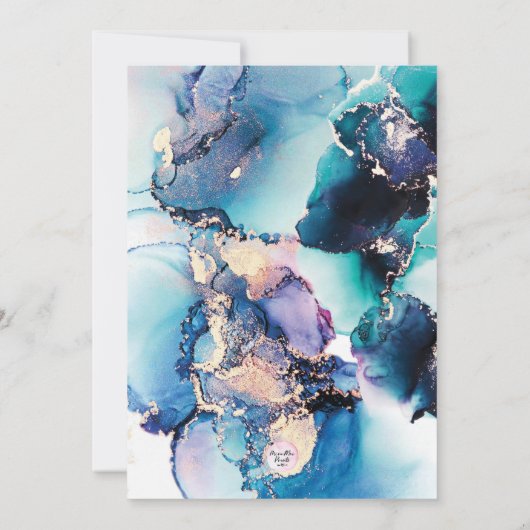 日付を保存する紫の青のインク招待状 招待状 (裏面)