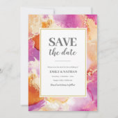 日付を保存する紫オレンジインキー招待状 招待状 (正面)